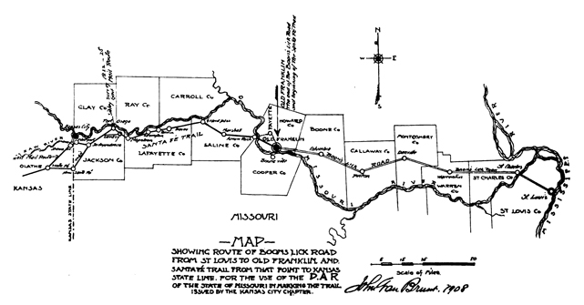 Santa Fe Trail and Boone's Lick Trail Map