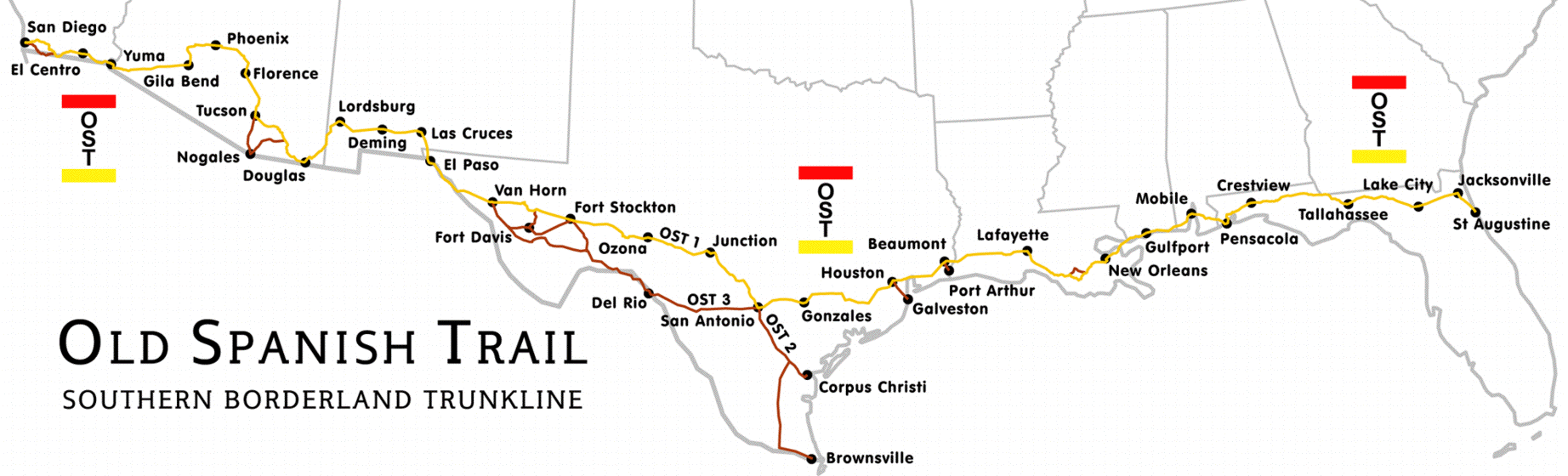 Old Spanish Trail Route Map
